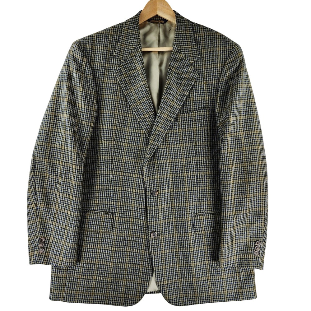 Vintage Brooks Brothers 100% Wool Sport Coat 44L Made in USA Houndstooth Blazer